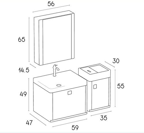 کابینت روشویی پی وی سی مدل D-1045